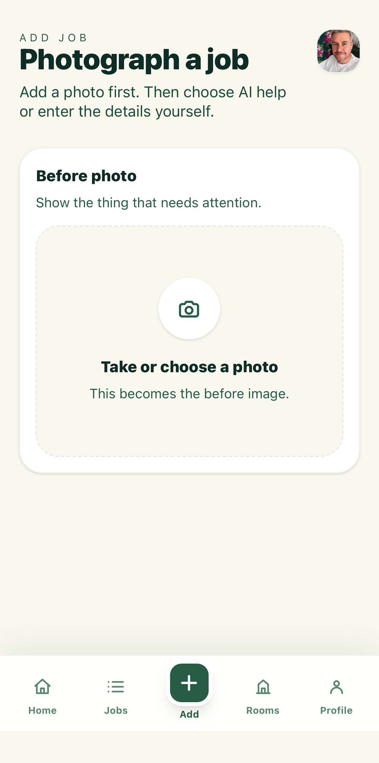 HouseProud add job screen