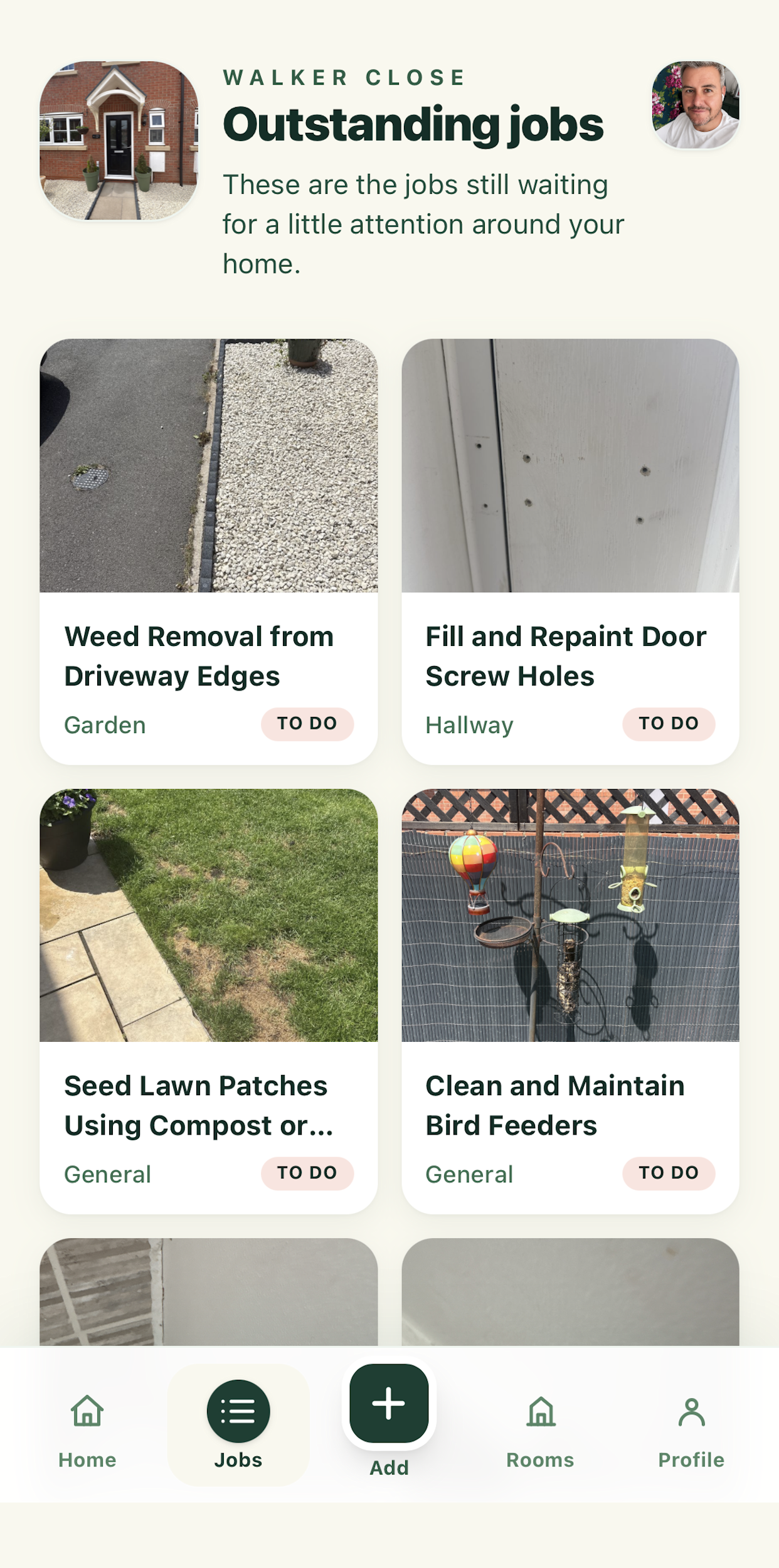 HouseProud dashboard screen