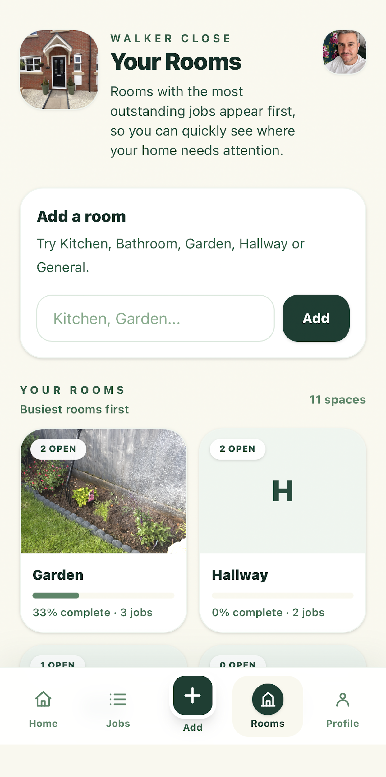 HouseProud rooms screen